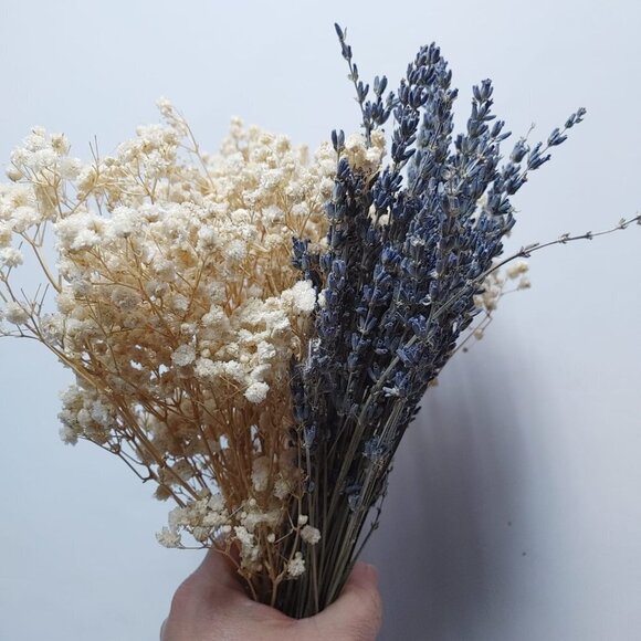 60g Dried Lavender & Baby Breath Bundles 100% Natural Bouquet Home Decor Wedding - Picture 9 of 13